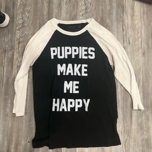 Puppies make me happy baseball t shirt